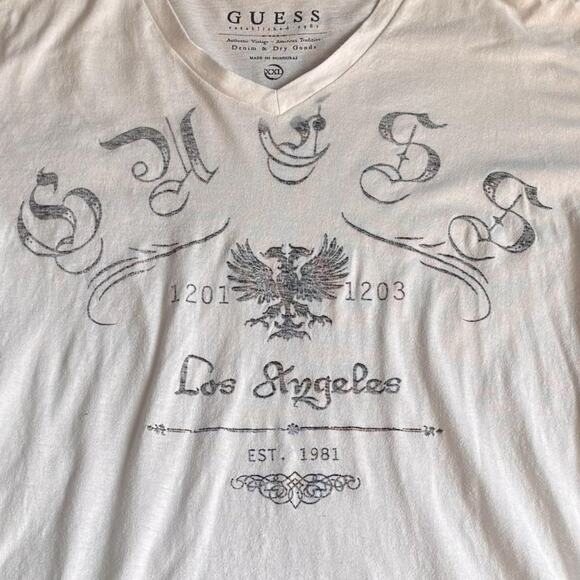 WHITE GUESS Y2K V-NECK SIZE XXL - Picture 2 of 5